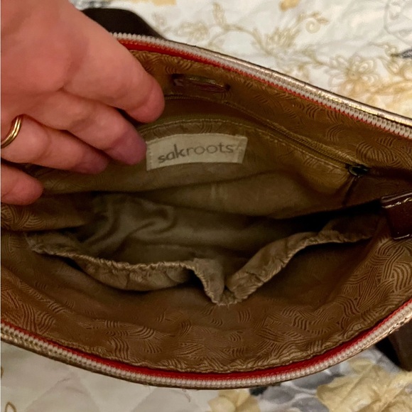 Sakroots Womens  Crossbody Bag Purse Multi-color Red Teal Purple Gold - Picture 7 of 9